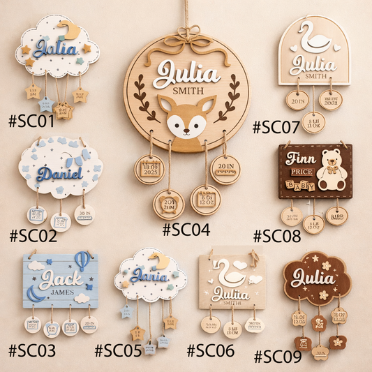 Personalized Baby Door Hanger لوحة باب مولود مخصصة