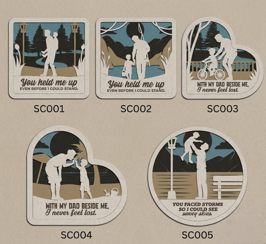 Father’s Day Multi-Layer Wooden Plaque – Customizable Design & Message (6 Styles)