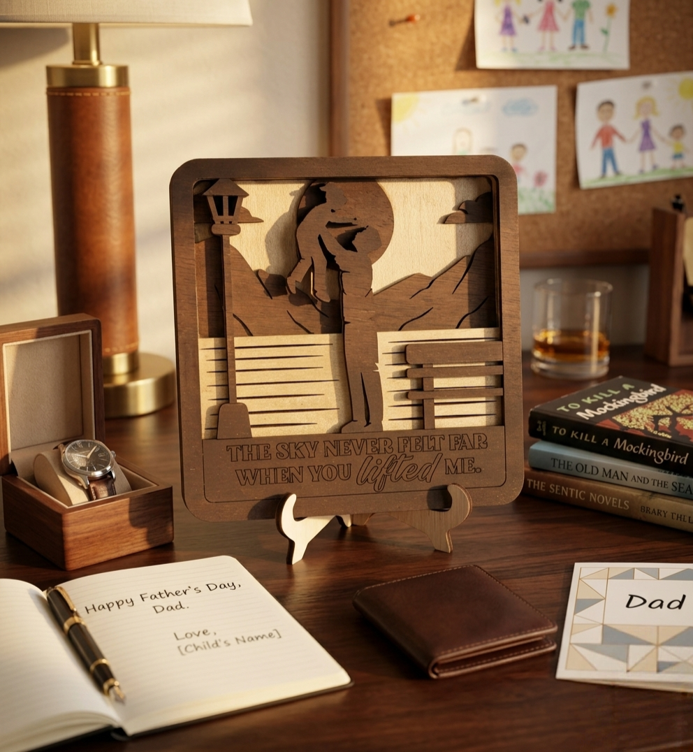 Father’s Day Multi-Layer Wooden Plaque – Customizable Design & Message (6 Styles)